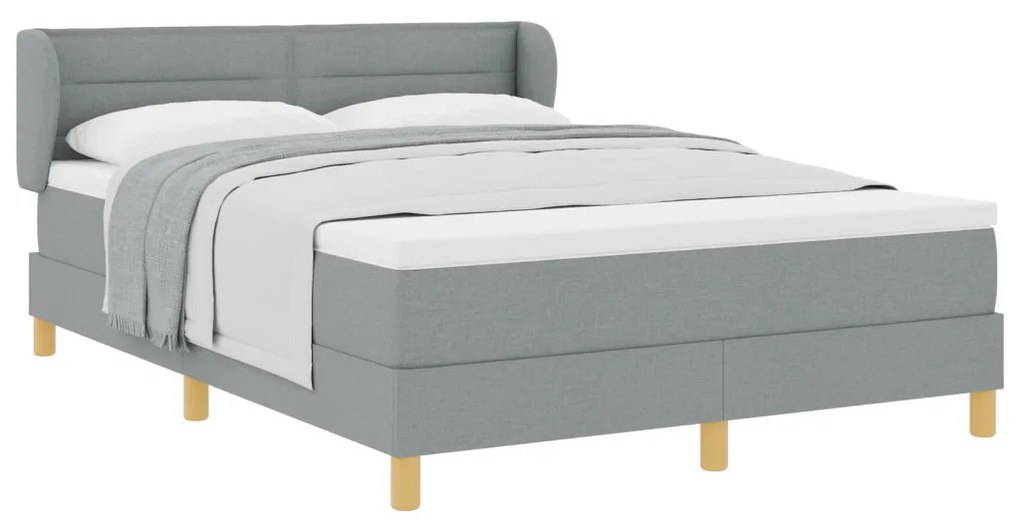 Boxspring Ágy Matrac Ezüstszürke 140x200 cm Szövet