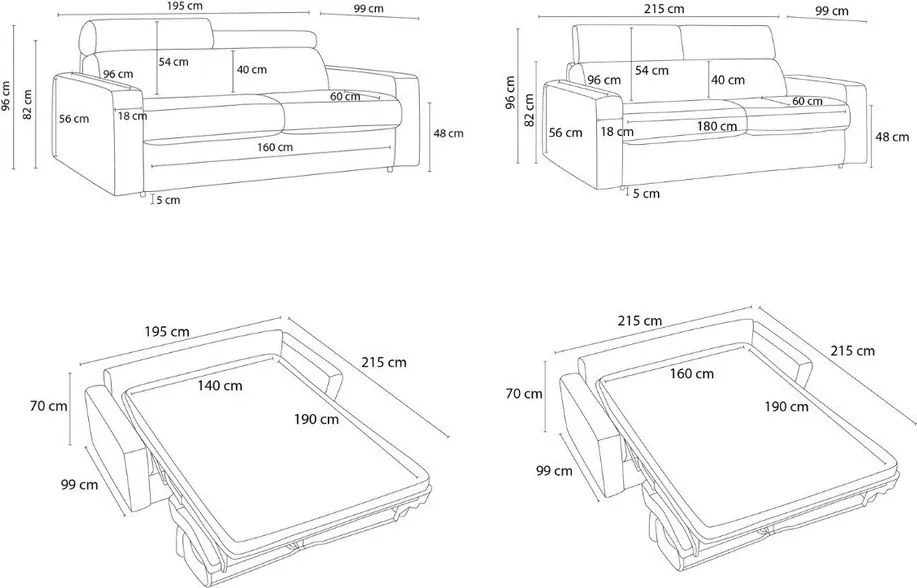 Sötétkék kinyitható kanapé 195 cm Monaco – Bobochic Paris
