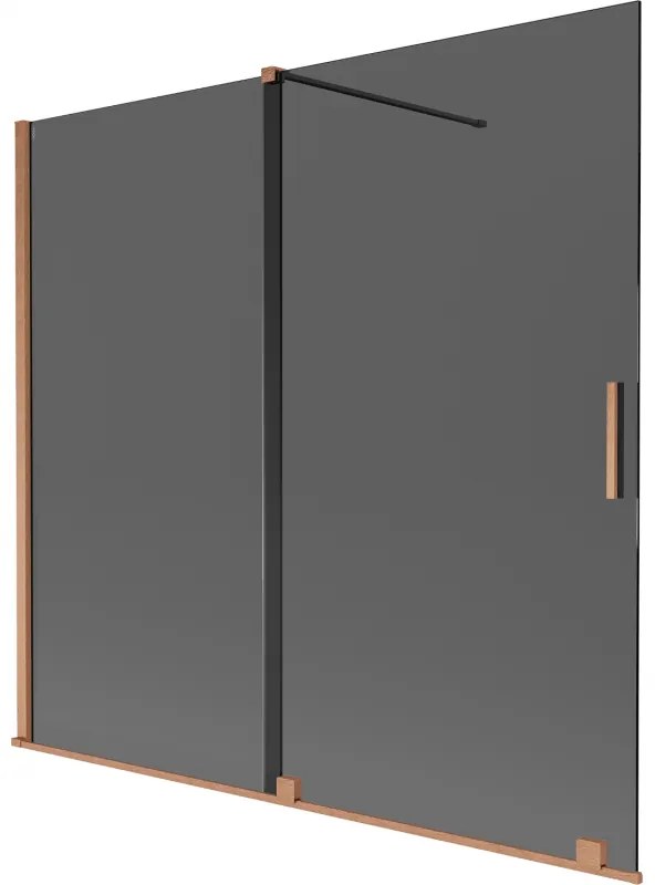 Mexen Velar, 2 szárnyas eltolható kádparaván 170 x 150 cm, 8mm szürke üveg, rézmatt, 896-170-000-41-65
