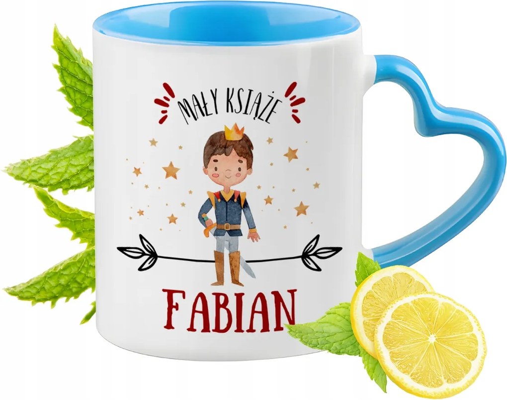 Kék bögre szív alakú füllel Fábiánnak Tökéletes Ajándék