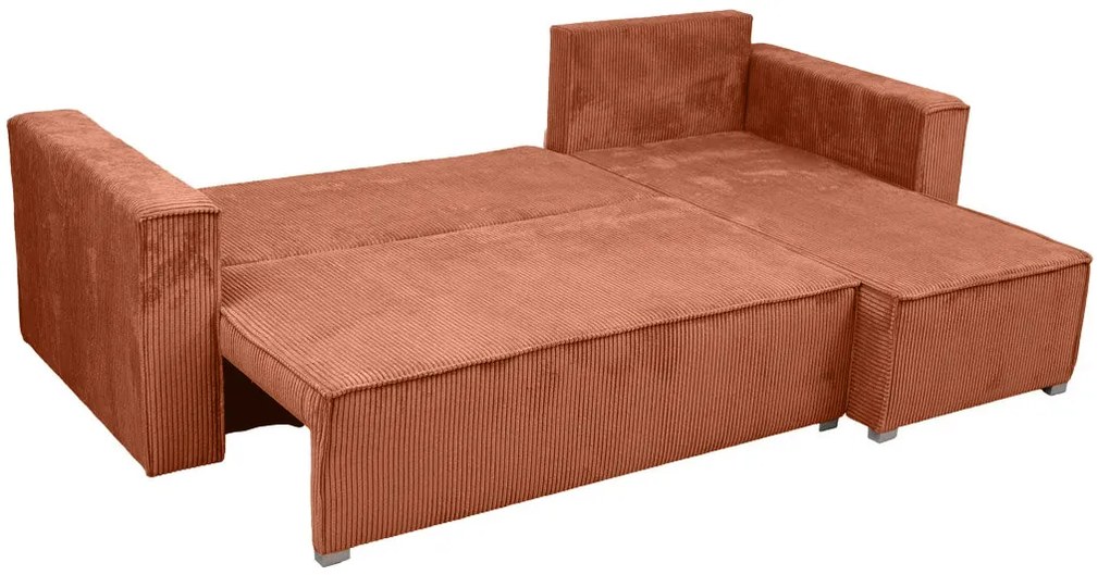Terrakotta színű sarokkanapé SMART COSARO, kétoldalas + 2 párna INGYEN