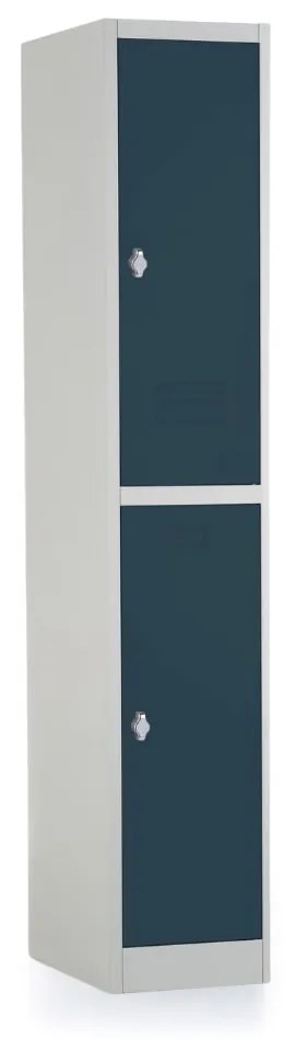 Fém szekrény - 2 doboz, 38 x 45 x 185 cm, csavaros zár, antracit - ral 7016