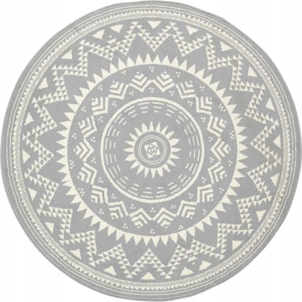 Kerek modern nappali szőnyeg,szürke krém mintás Mandala 140cm