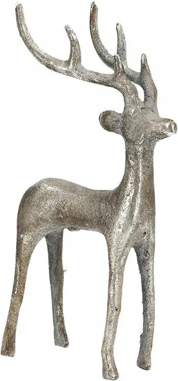 Rénszarvas Figura Ezüst 20cm Loft Fém Karácsonyi Ajándék