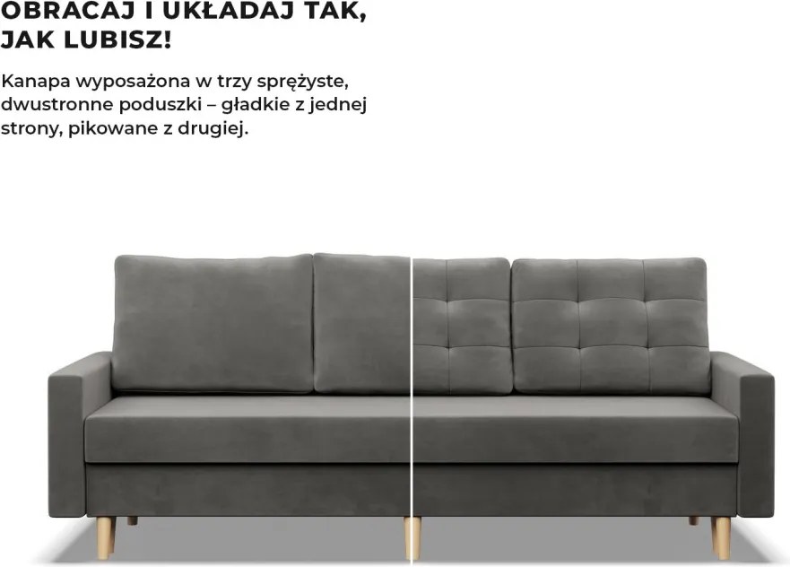 Etna kanapéágy, bársony, bonell töltet, világosszürke
