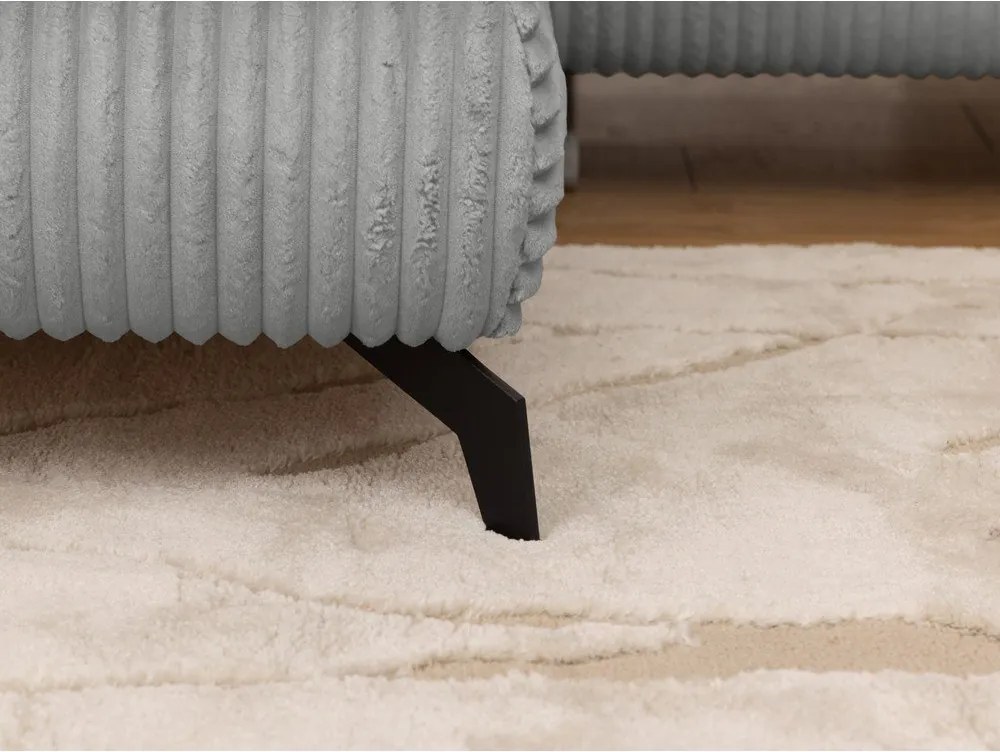 Világosszürke kordbársony sarokkanapé (bal oldali-L alakú) Marbeya – Ropez