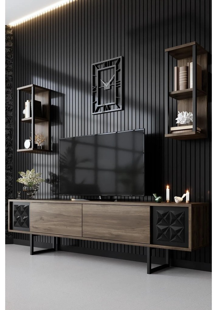TV szekrény Black Line - Walnut, Black