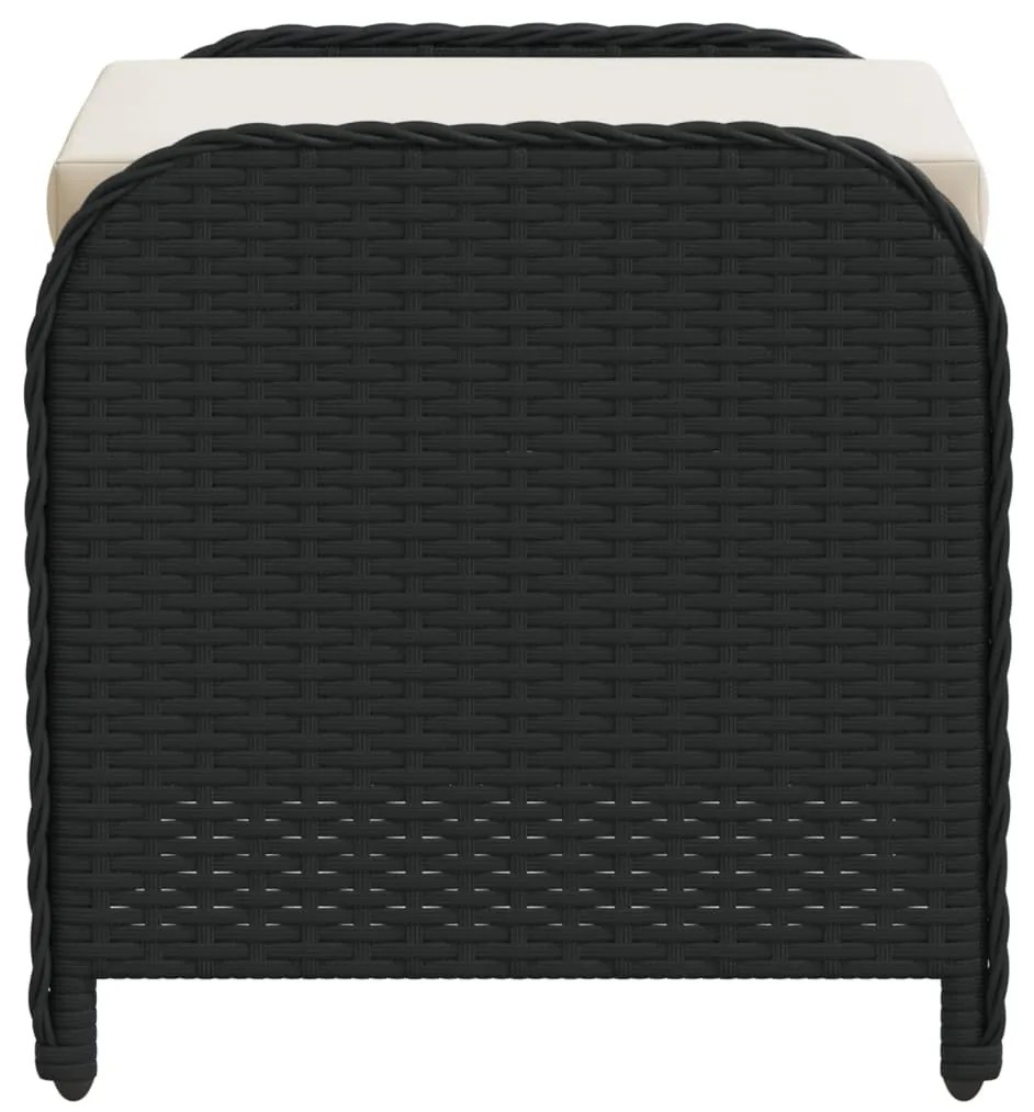 Fekete polyrattan kerti szék párnával 58 x 46 x 46 cm