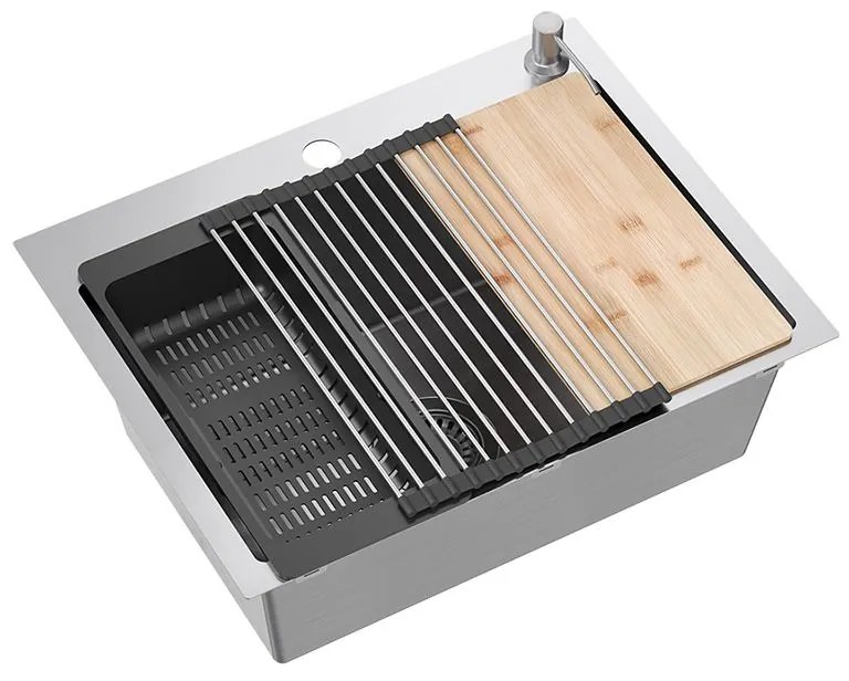 Acél mosogatótálca LUKE 110 WORKSTATION BRUSH NICKEL