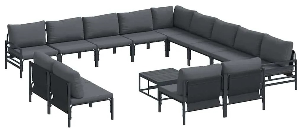 Kerti Kanapé Szett párnával 14 pcs Antracitszürke Acél