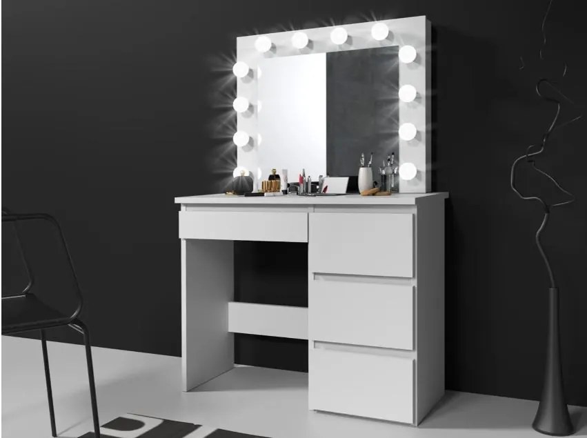 Öltöző asztal LED tükörrel Cleopatra White