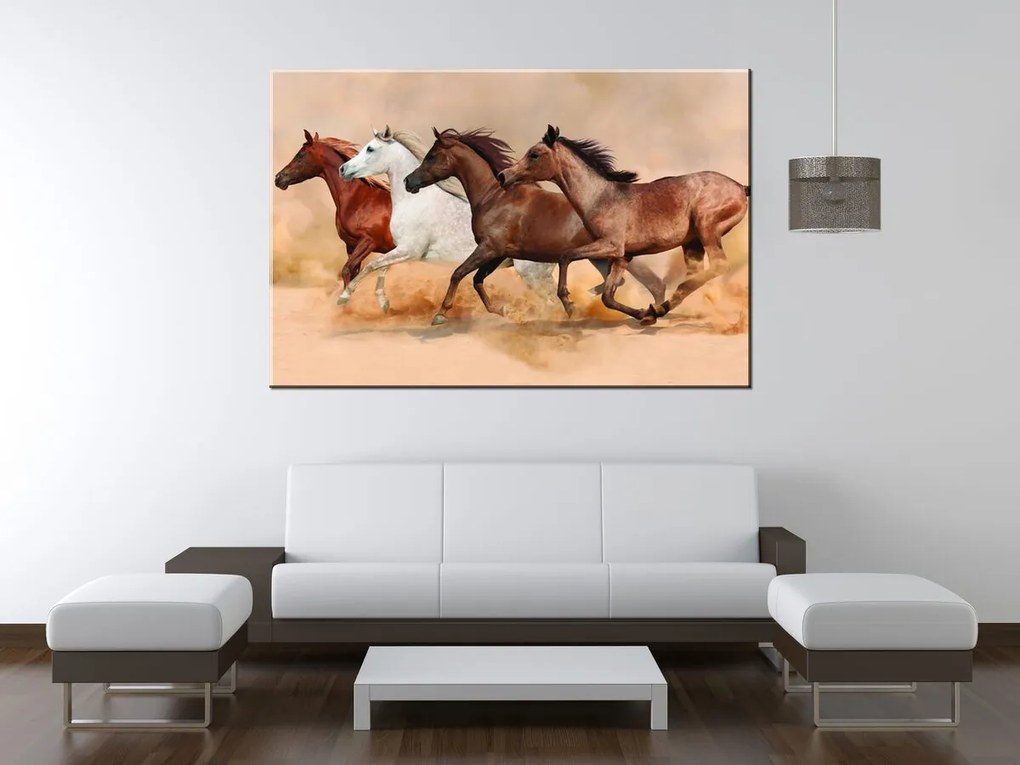 Gario Vászonkép Gyönyöru lovak állománya Méret: 100 x 70 cm