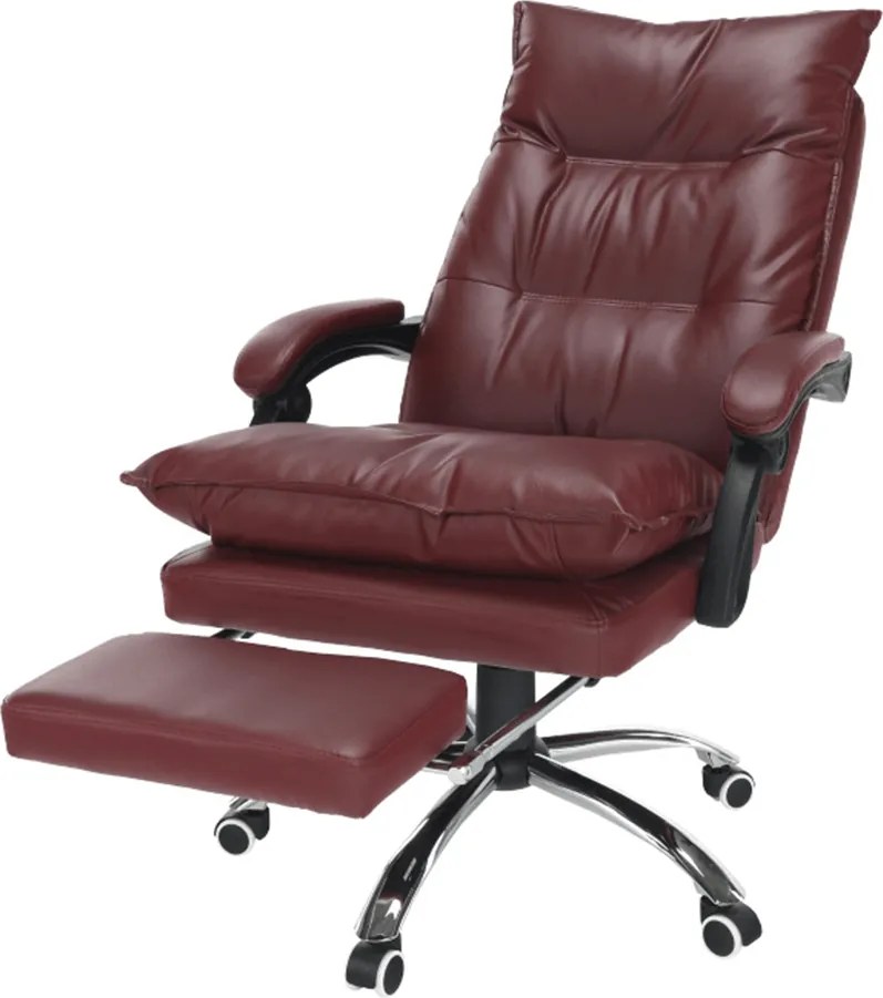 Irodai szék lábtartóval, textilbőr bordó, DRAKE