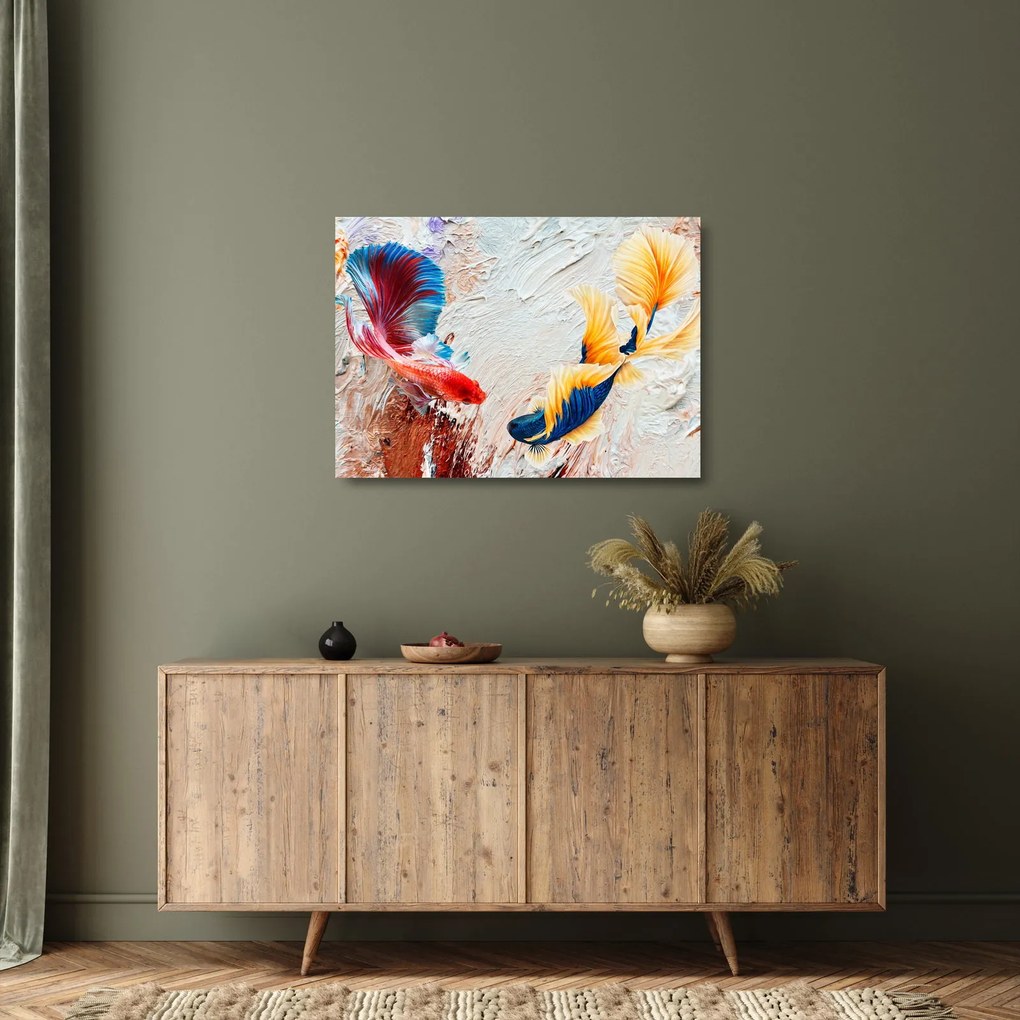 Kép - harcoló hal (üvegen) (70x50 cm)