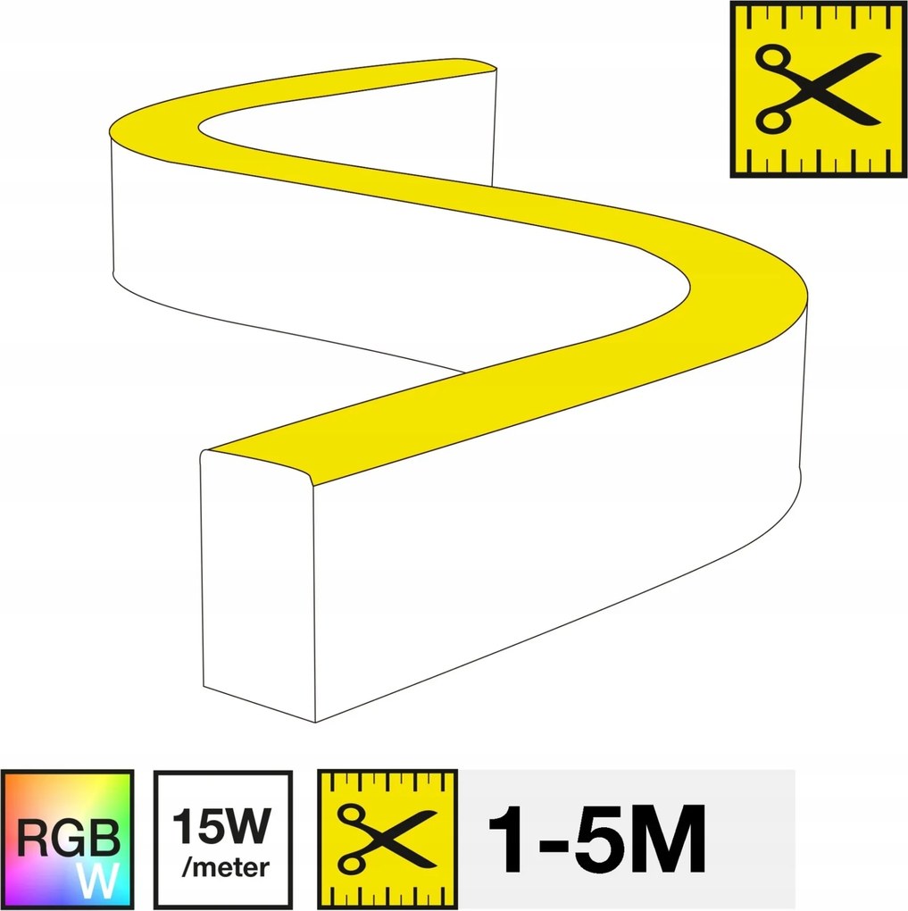 Led szalag Slc Neon Flex oldalsó Rgb+w 3000K 15W 295LM 1-5M IP67