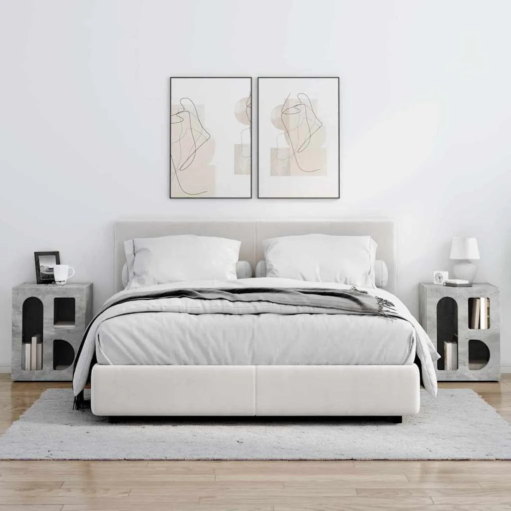 vidaXL Éjjeli asztal 2 pcs Beton Szürke 40 x 35 x 50 cm Faanyag