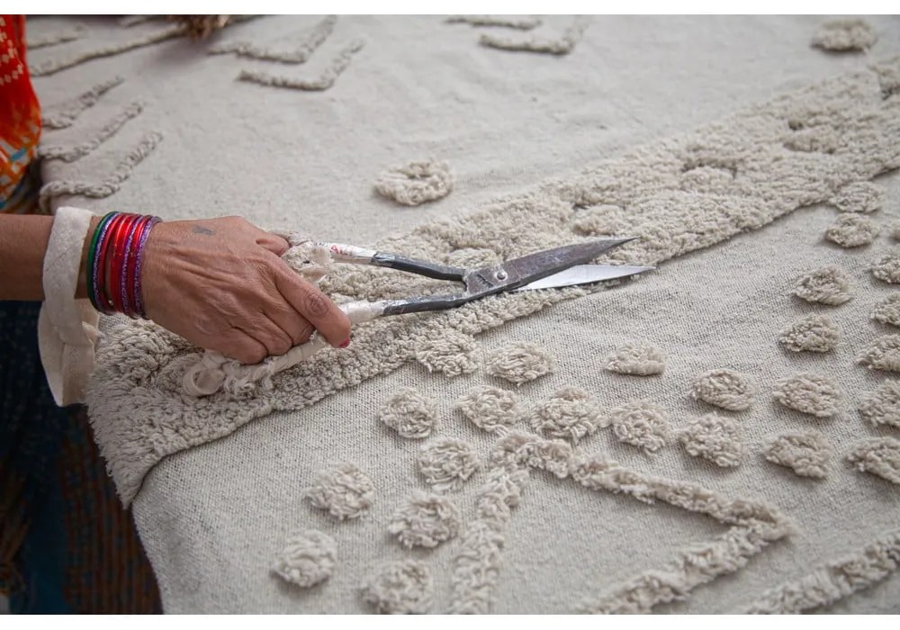 Fehér mosható kézi szövésű pamut szőnyeg 170x240 cm Tribu Natural – Lorena Canals