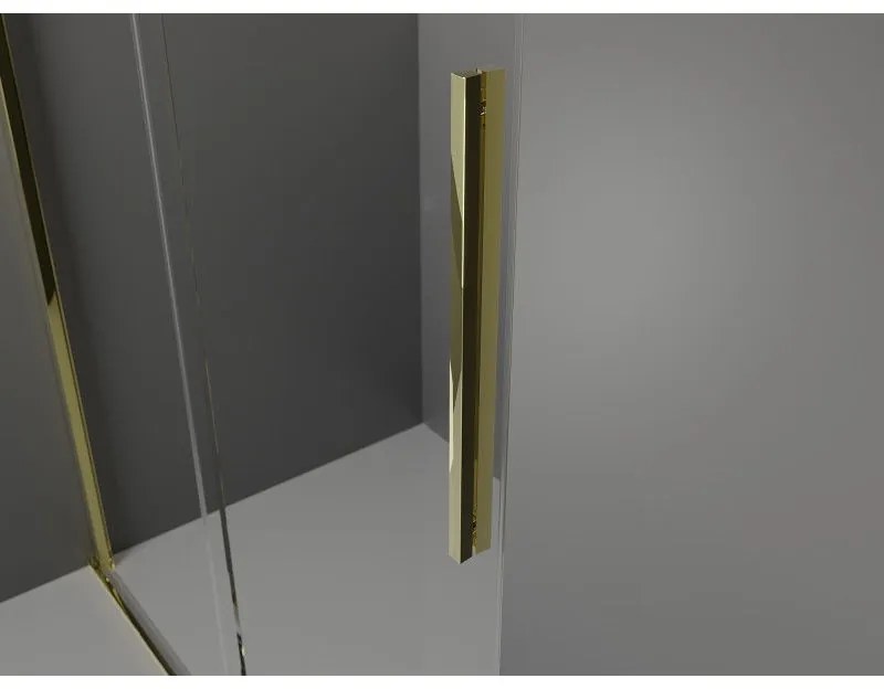 Mexen Velar, zuhanykabin tolóajtóval 140 (ajtó) x 85 (fal) cm, 8mm átlátszó üveg, arany fényes, 871-140-085-01-50