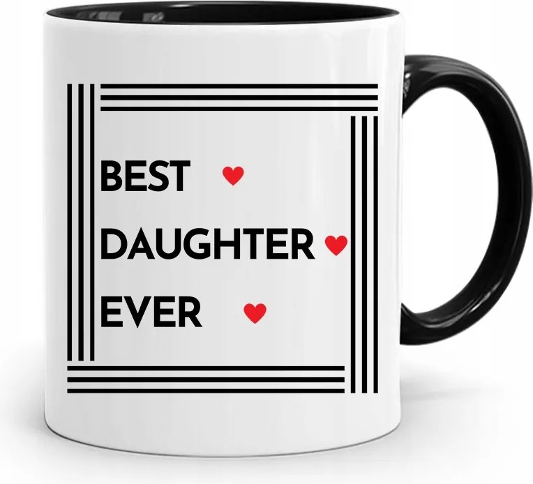 Fekete Bögre Ajándék Lányának Best Daughter Ever fényképes nyomtatással
