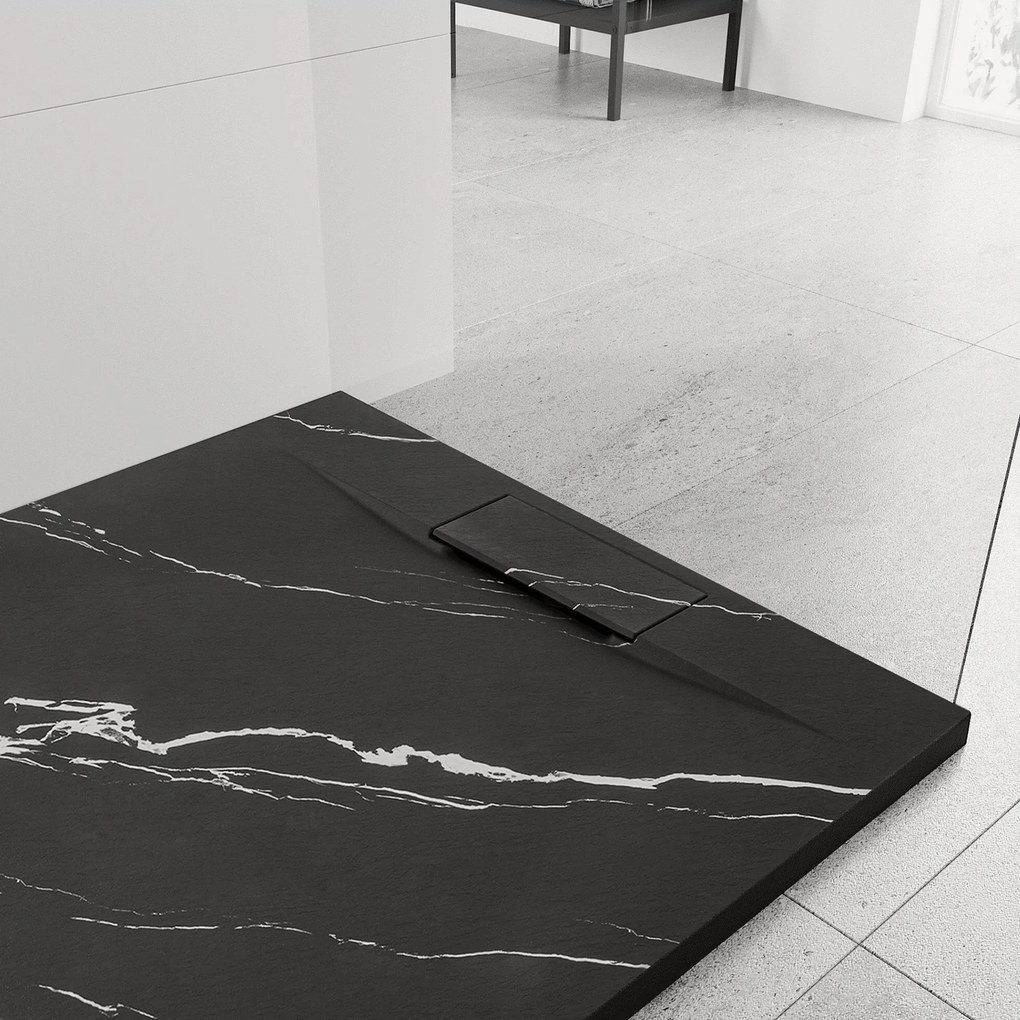Zuhanytálca Bazalt CARRARA BLACK 90x90