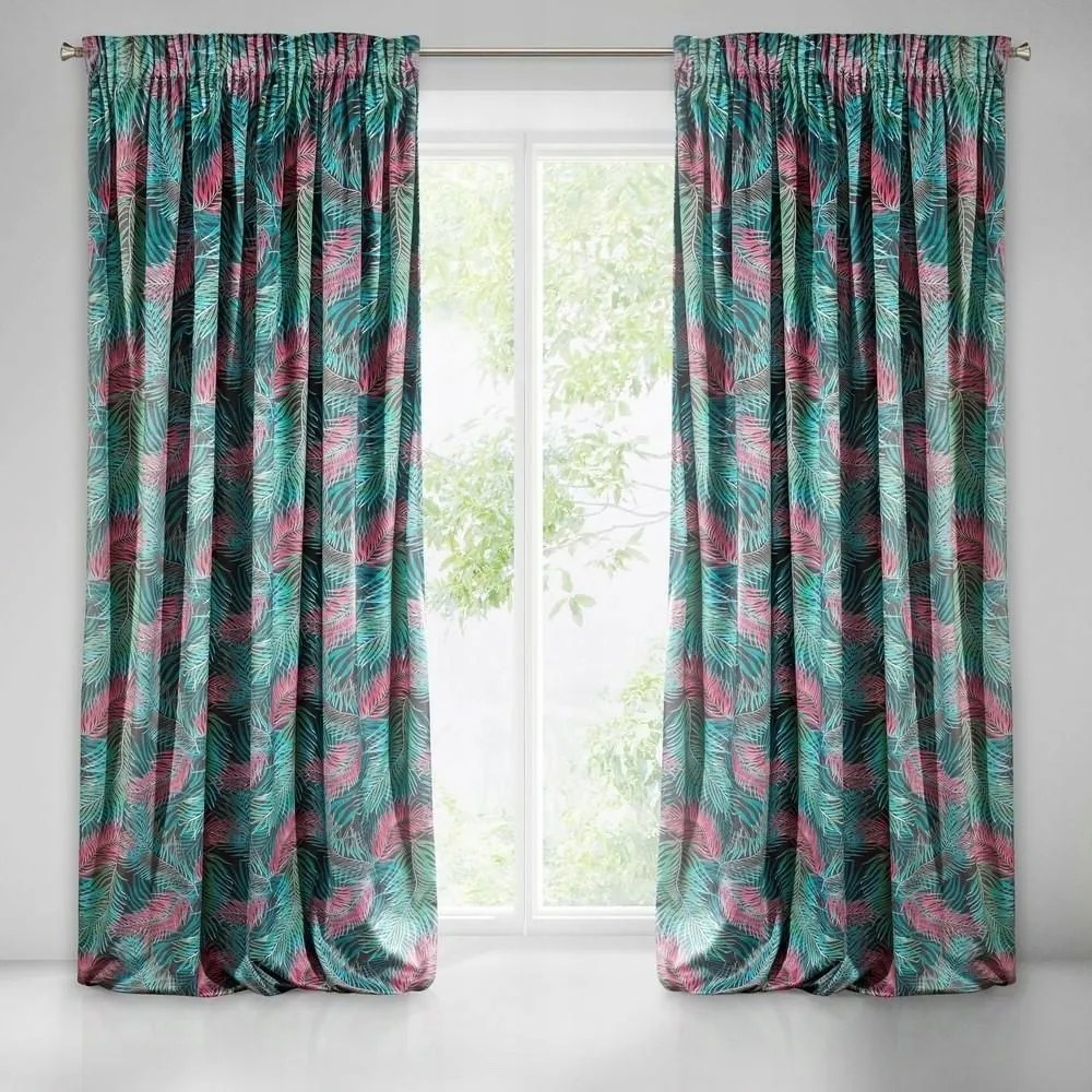 Függöny szalaggal 140x270 toll mintás acélszürke