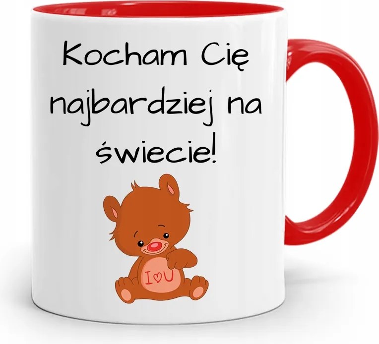 Piros Bögre Valentin Napra Szeretlek nyomott mintával