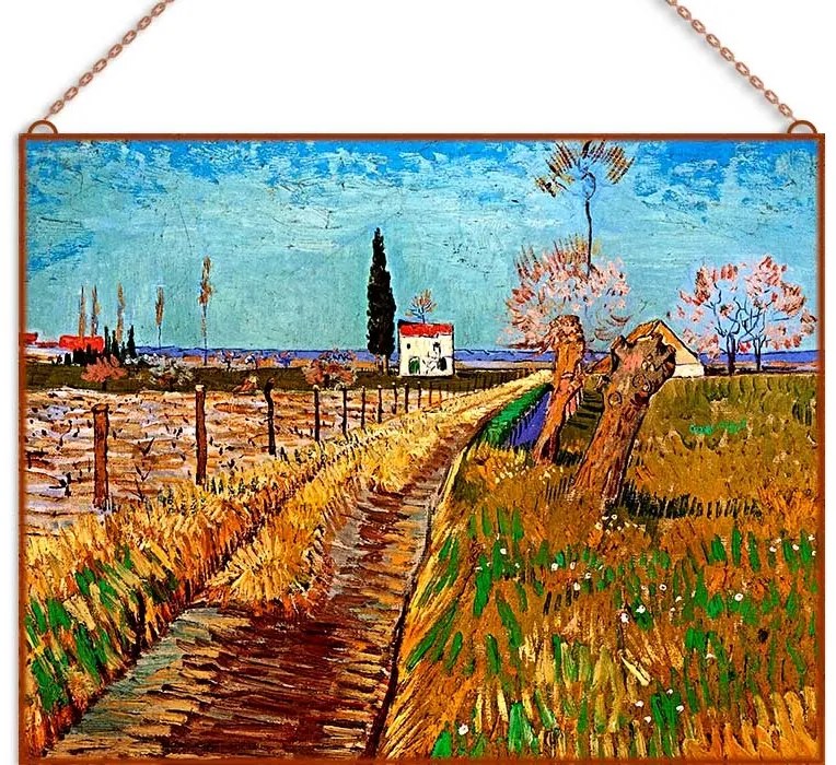 Van Gogh-Field with Willows üvegkép, falikép