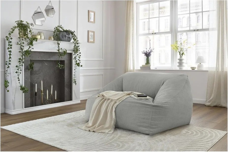 Világosszürke kordbársony babzsákfotel Lilibet – Bobochic Paris