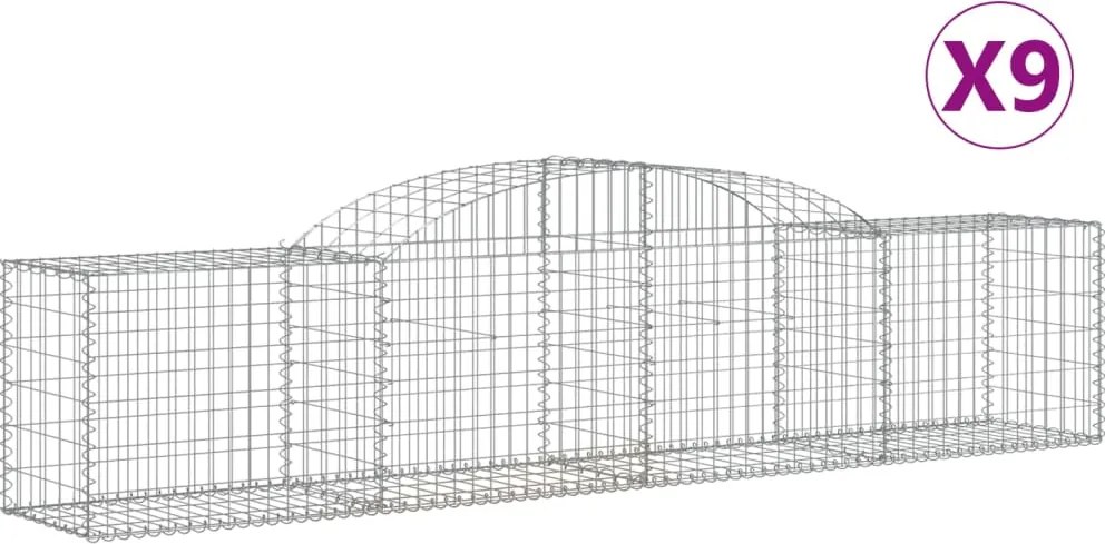 vidaXL 9 db íves horganyzott vas gabion kosár 300x50x60/80 cm