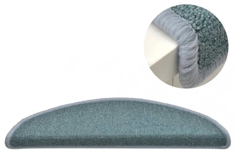 15 db lépcsőszőnyeg 56 x 17 x 3 cm tengerkék félkör alakú