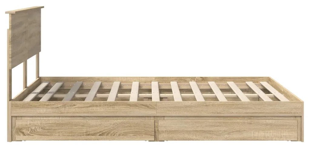 vidaXL Tárolós Ágy fejtámlával Sonoma tölgy 140 x 190 cm Faanyag
