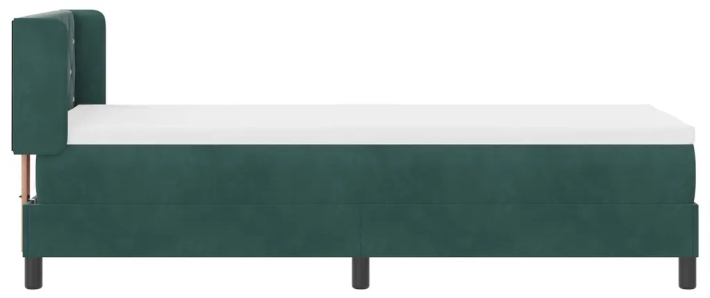 Box Spring ágy matraccal fekete 100x200 cm bársonyos Sötétzöld