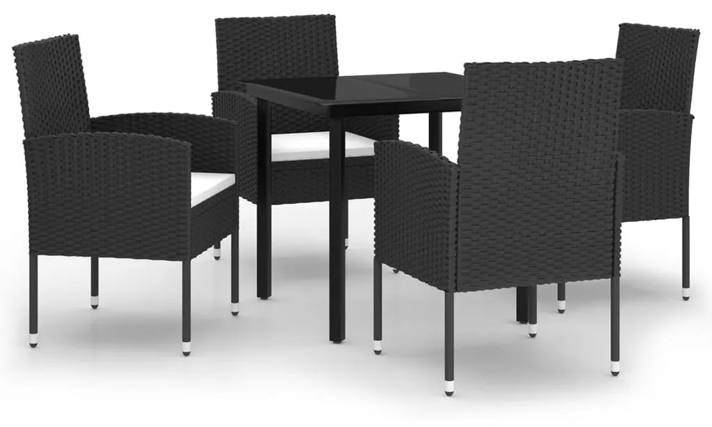 vidaXL 5 részes fekete kerti étkezőgarnitúra