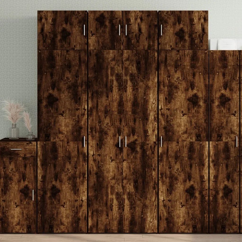 füstös tölgy színű szerelt fa tárolószekrény 70 x 42,5 x 225 cm