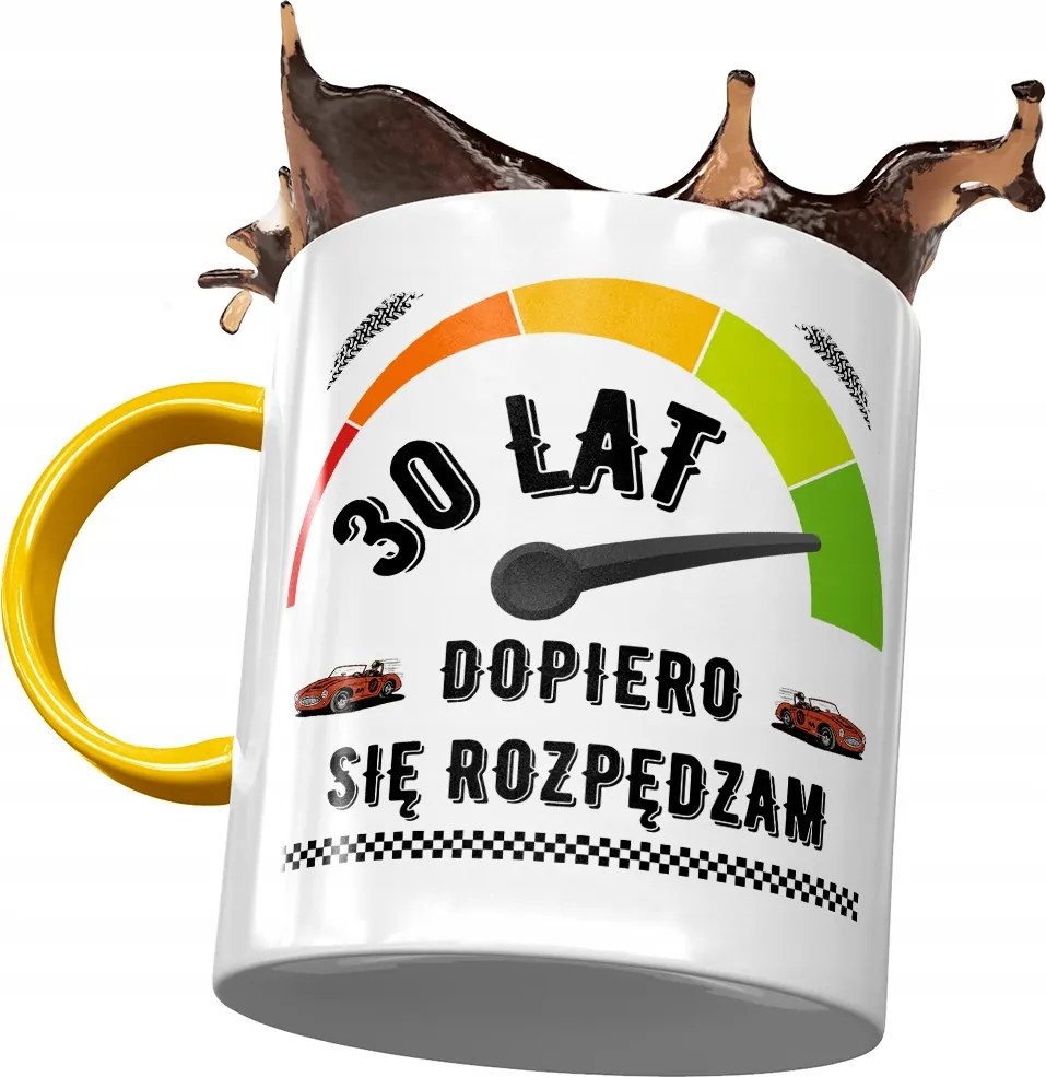 Sárga Bögre Születésnapra 30 30-es 30-as Ajándék Nyomtatott Fotóval