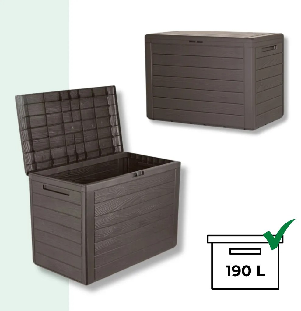 WOODEBOX tárolódoboz, 190L, 78x44x55cm, sötétbarna Prosperplast