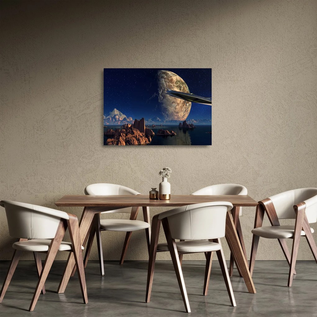 Kép - idegenek érkezése (üvegen) (70x50 cm)