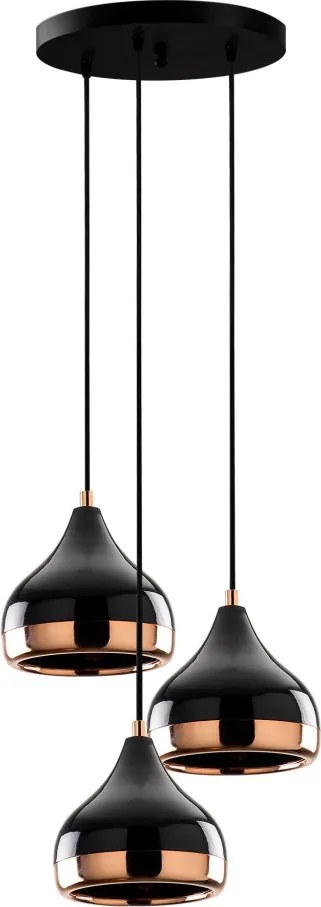 Yıldo 6871 fekete-réz fém függőlámpa, Ø37 cm, 3 izzós