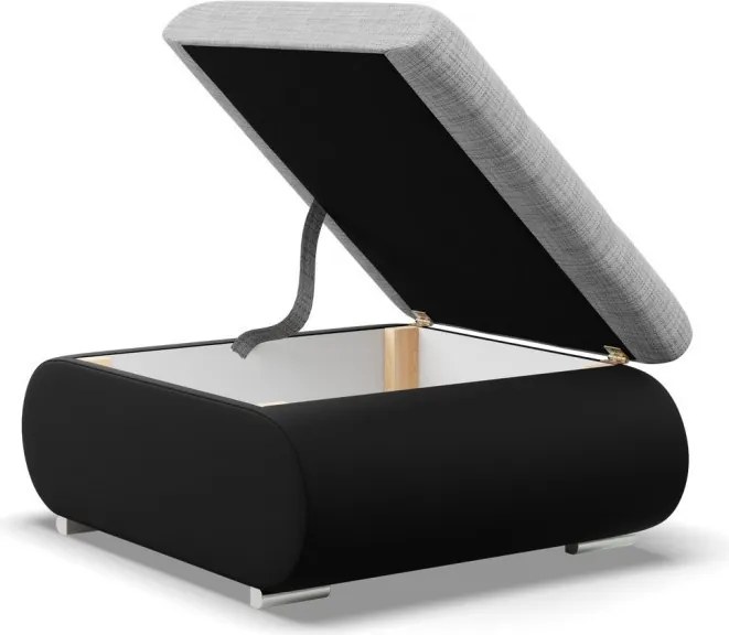 Tokio puff, fonott + műbőr, szürke - fekete