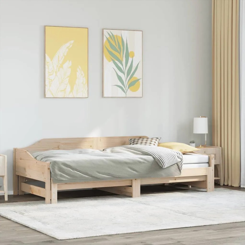 tömör fenyőfa kihúzható kanapéágy 90 x 190 cm