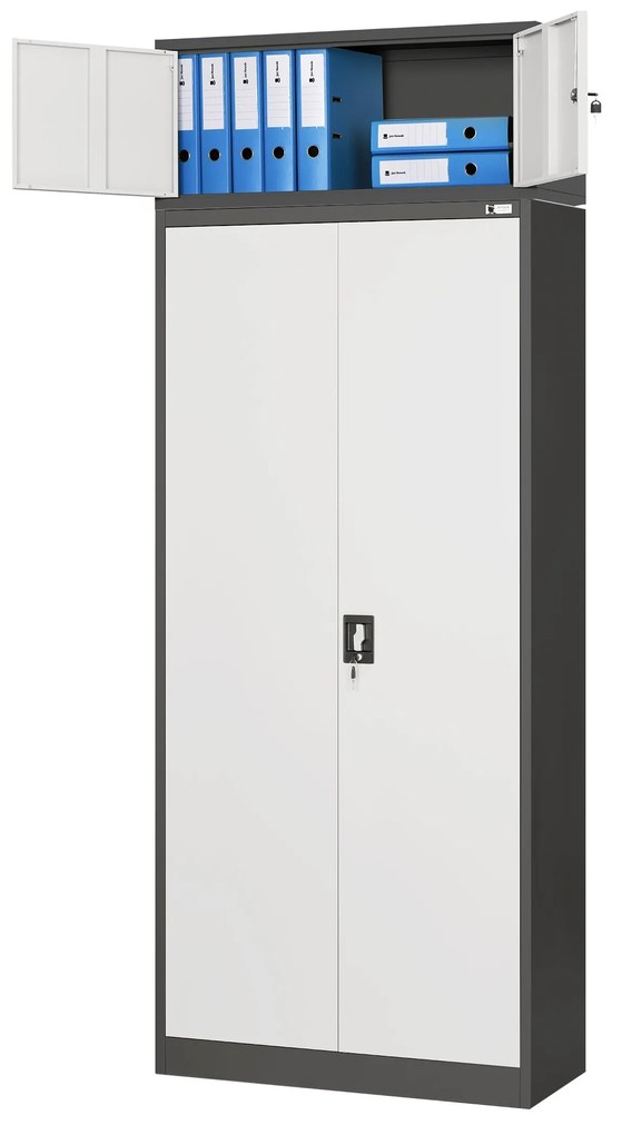 Felsőszekrény iratszekrényre EWA, 900 x 380 x 400 mm, antracit-fehér