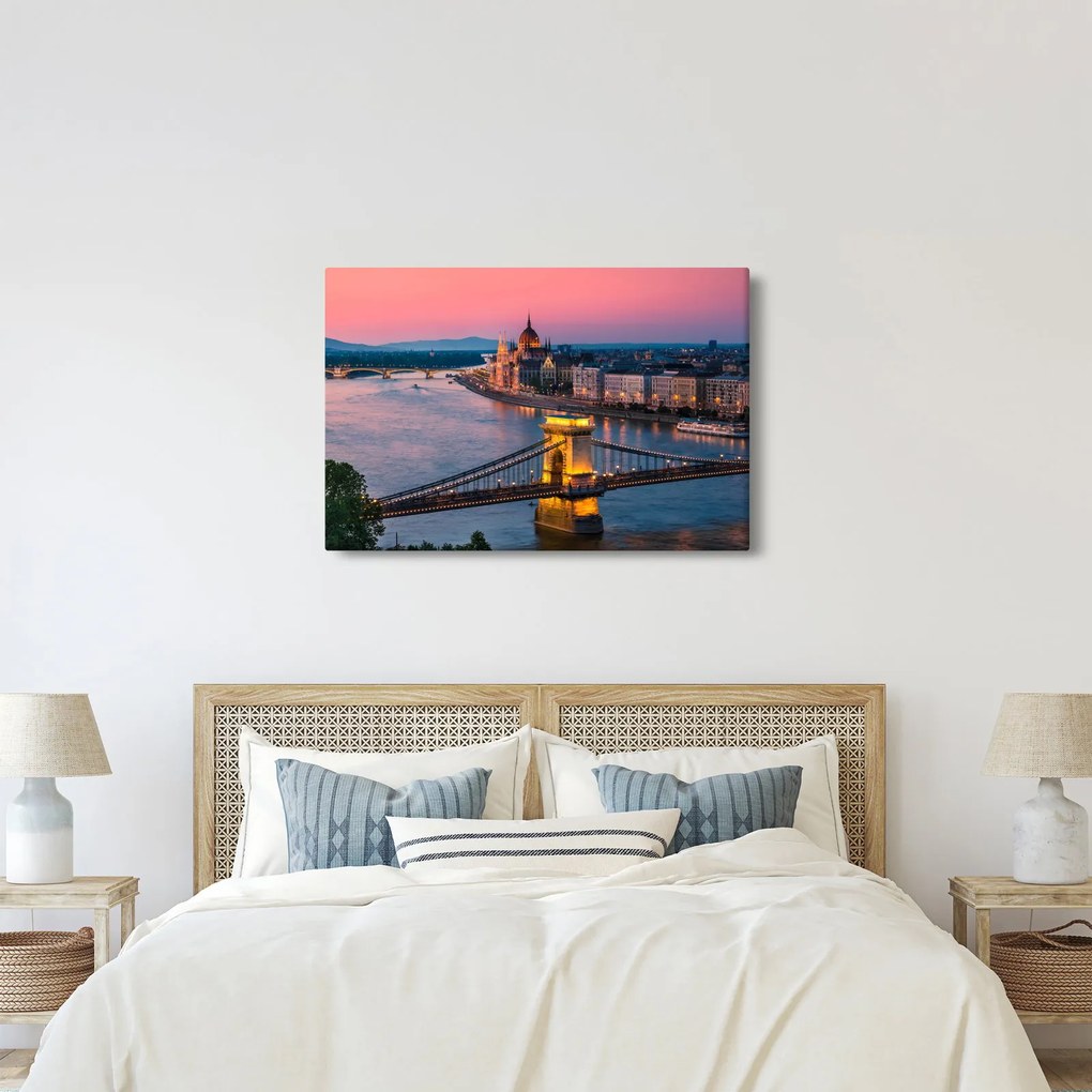 Kép - panoráma a városra, Budapest, Magyarország (90x60 cm)
