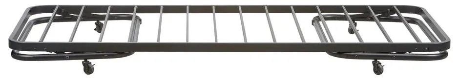 Fekete fém összecsukható egyszemélyes ágy ágyráccsal 90x200 cm Lucy – WOOOD