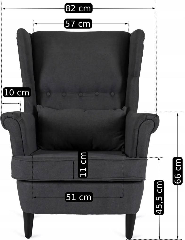 Fotel Wypoczynkowy EVAN 2 z Podnóżkiem Ciemnoszary