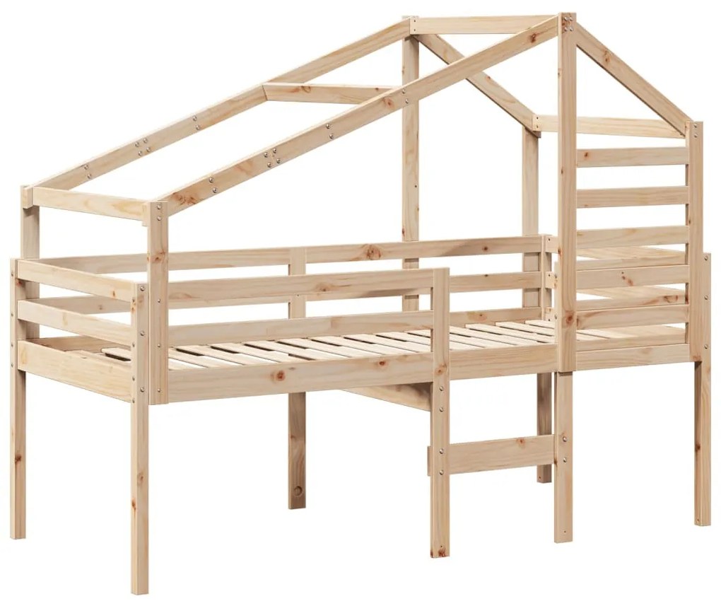 tömör fenyőfa magasított ágy tetővel 80 x 200 cm