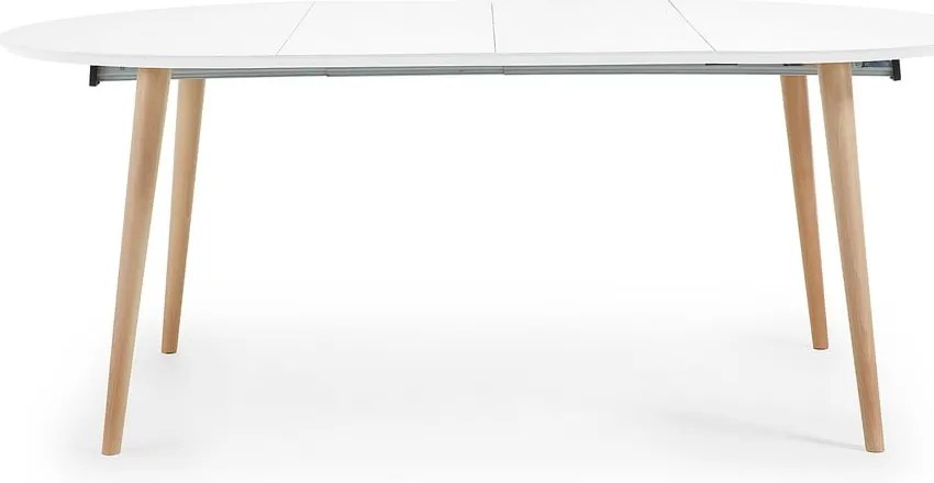 Fehér bővíthető étkezőasztal fehér asztallappal ø 120 cm Oqui – Kave Home