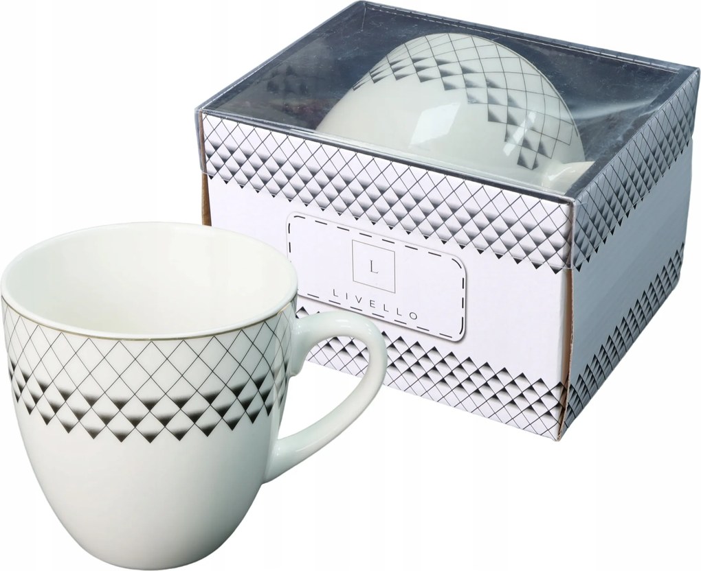 Livello porcelán bögre 1000 ML teához nagy rombusz arany csík