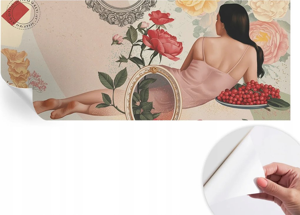 Öntapadós tapéta Fali furnér 3D hatás Virágos elegancia 250x104 cm