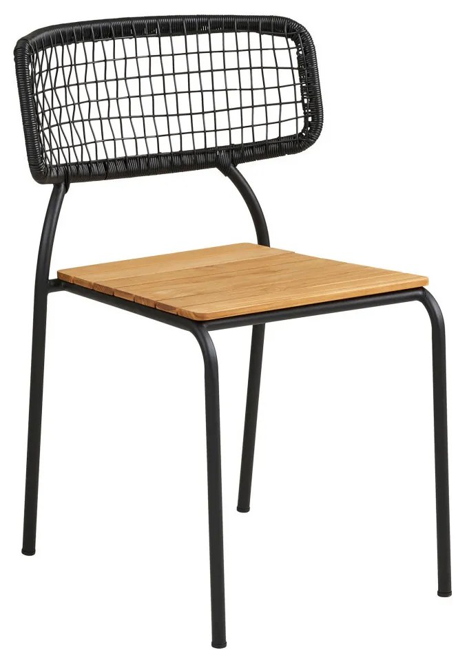 Nashville étkezőszék, teakfa, fekete kötél, fekete