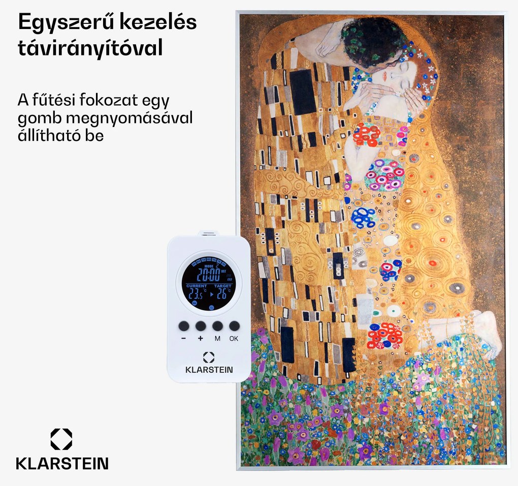 Klarstein Wonderwall Air Art Kuss, infravörös hősugárzó, 101 x 60 cm, 600 W, falra szerelhető, távirányító